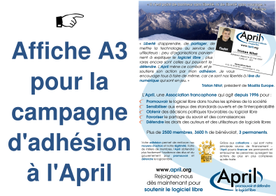 Image de l'affiche A3 pour la campagne d'adhésion à l'April