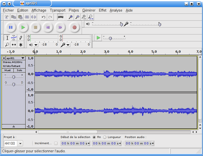 Copie d'écran Audacity