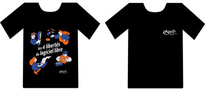 Photo d'un t-shirt April les 4 libertés du logiciel libre