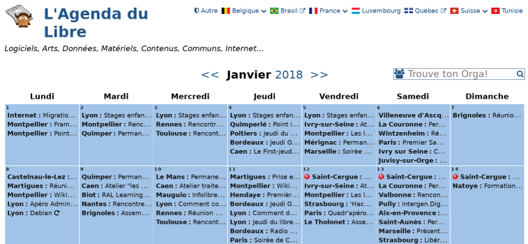 Copie
                                                                écran
                                                                du
                                                                site
                                                                de
                                                                l'Agenda
                                                                du Libre