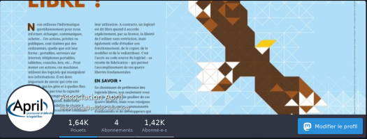 Copie écran de la page d'accueil de l'instance Mastodon de l'April