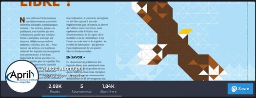 Copie écran de la page d'accueil de l'instance Mastodon de l'April