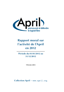 L'April publie son rapport moral 2012 April L'April publie son rapport moral 2012 April