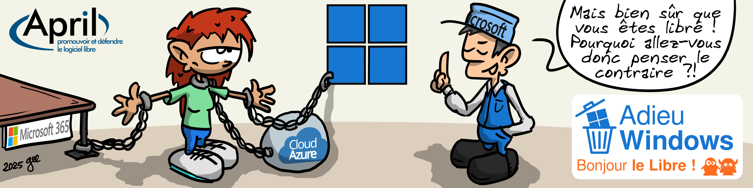 bannière de l'opération Adieu Windows, bonjour le Libre !