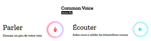 Page d'accueil du site Common Voice